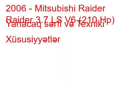 2006 - Mitsubishi Raider
Raider 3.7 LS V6 (210 Hp) Yanacaq sərfi və Texniki Xüsusiyyətlər