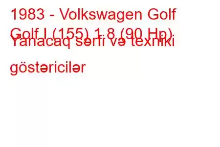 1983 - Volkswagen Golf
Golf I (155) 1.8 (90 Hp) Yanacaq sərfi və texniki göstəricilər