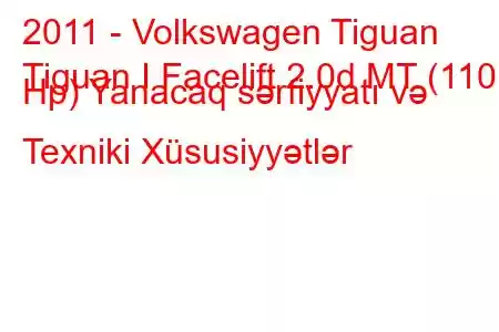 2011 - Volkswagen Tiguan
Tiguan I Facelift 2.0d MT (110 Hp) Yanacaq sərfiyyatı və Texniki Xüsusiyyətlər