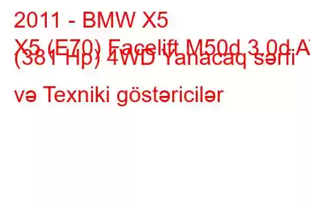 2011 - BMW X5
X5 (E70) Facelift M50d 3.0d AT (381 Hp) 4WD Yanacaq sərfi və Texniki göstəricilər