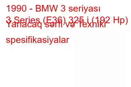 1990 - BMW 3 seriyası
3 Series (E36) 325 i (192 Hp) Yanacaq sərfi və Texniki spesifikasiyalar