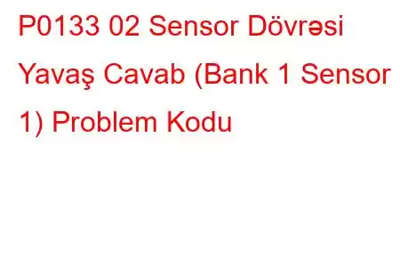 P0133 02 Sensor Dövrəsi Yavaş Cavab (Bank 1 Sensor 1) Problem Kodu