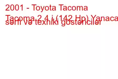 2001 - Toyota Tacoma
Tacoma 2.4 i (142 Hp) Yanacaq sərfi və texniki göstəricilər