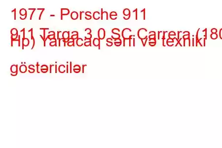 1977 - Porsche 911
911 Targa 3.0 SC Carrera (180 Hp) Yanacaq sərfi və texniki göstəricilər