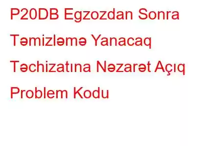 P20DB Egzozdan Sonra Təmizləmə Yanacaq Təchizatına Nəzarət Açıq Problem Kodu