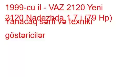 1999-cu il - VAZ 2120 Yeni
2120 Nadezhda 1.7 i (79 Hp) Yanacaq sərfi və texniki göstəricilər