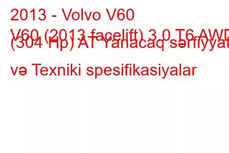 2013 - Volvo V60
V60 (2013 facelift) 3.0 T6 AWD (304 Hp) AT Yanacaq sərfiyyatı və Texniki spesifikasiyalar