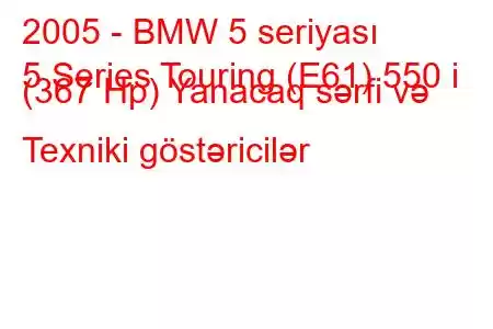 2005 - BMW 5 seriyası
5 Series Touring (E61) 550 i (367 Hp) Yanacaq sərfi və Texniki göstəricilər