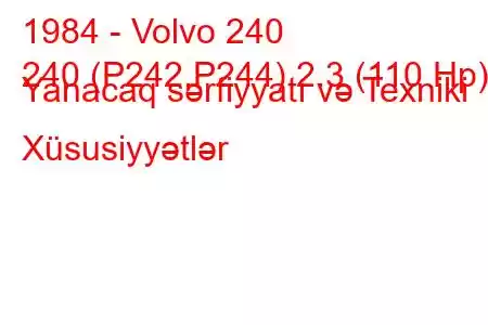 1984 - Volvo 240
240 (P242,P244) 2.3 (110 Hp) Yanacaq sərfiyyatı və Texniki Xüsusiyyətlər