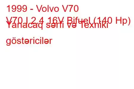 1999 - Volvo V70
V70 I 2.4 16V Bifuel (140 Hp) Yanacaq sərfi və Texniki göstəricilər