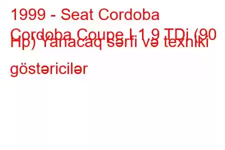 1999 - Seat Cordoba
Cordoba Coupe I 1.9 TDi (90 Hp) Yanacaq sərfi və texniki göstəricilər