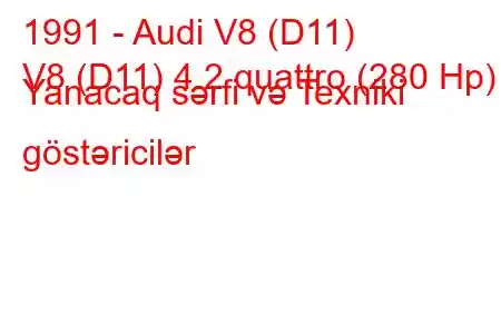 1991 - Audi V8 (D11)
V8 (D11) 4.2 quattro (280 Hp) Yanacaq sərfi və Texniki göstəricilər