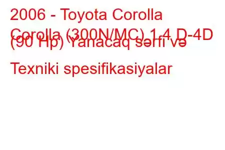 2006 - Toyota Corolla
Corolla (300N/MC) 1.4 D-4D (90 Hp) Yanacaq sərfi və Texniki spesifikasiyalar