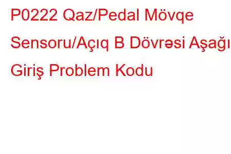 P0222 Qaz/Pedal Mövqe Sensoru/Açıq B Dövrəsi Aşağı Giriş Problem Kodu