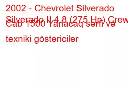 2002 - Chevrolet Silverado
Silverado II 4.8 (275 Hp) Crew Cab 1500 Yanacaq sərfi və texniki göstəricilər