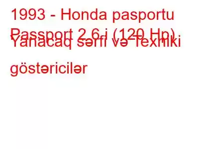 1993 - Honda pasportu
Passport 2.6 i (120 Hp) Yanacaq sərfi və Texniki göstəricilər