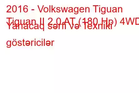 2016 - Volkswagen Tiguan
Tiguan II 2.0 AT (180 Hp) 4WD Yanacaq sərfi və Texniki göstəricilər