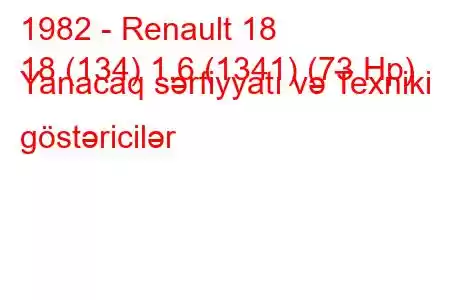 1982 - Renault 18
18 (134) 1.6 (1341) (73 Hp) Yanacaq sərfiyyatı və Texniki göstəricilər