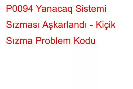 P0094 Yanacaq Sistemi Sızması Aşkarlandı - Kiçik Sızma Problem Kodu