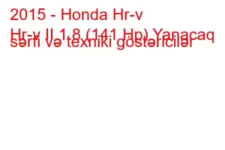 2015 - Honda Hr-v
Hr-v II 1.8 (141 Hp) Yanacaq sərfi və texniki göstəricilər