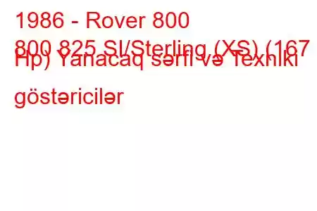 1986 - Rover 800
800 825 SI/Sterling (XS) (167 Hp) Yanacaq sərfi və Texniki göstəricilər