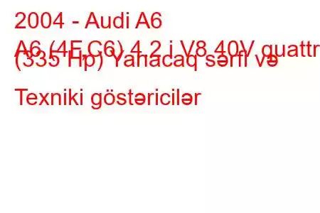 2004 - Audi A6
A6 (4F,C6) 4.2 i V8 40V quattro (335 Hp) Yanacaq sərfi və Texniki göstəricilər