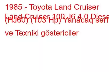 1985 - Toyota Land Cruiser
Land Cruiser 100 J6 4.0 Diesel (HJ60) (103 Hp) Yanacaq sərfi və Texniki göstəricilər