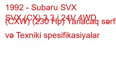 1992 - Subaru SVX
SVX (CX) 3.3 i 24V 4WD (CXW) (230 Hp) Yanacaq sərfi və Texniki spesifikasiyalar