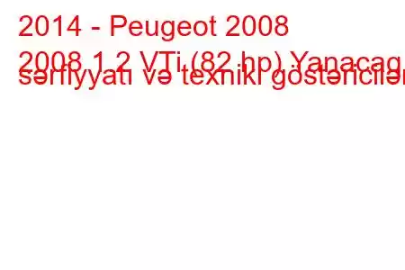 2014 - Peugeot 2008
2008 1.2 VTi (82 hp) Yanacaq sərfiyyatı və texniki göstəricilər