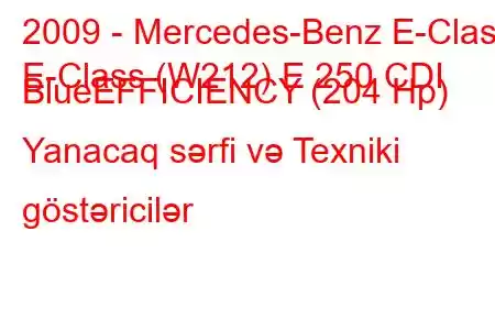 2009 - Mercedes-Benz E-Class
E-Class (W212) E 250 CDI BlueEFFICIENCY (204 Hp) Yanacaq sərfi və Texniki göstəricilər