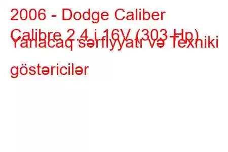 2006 - Dodge Caliber
Calibre 2.4 i 16V (303 Hp) Yanacaq sərfiyyatı və Texniki göstəricilər