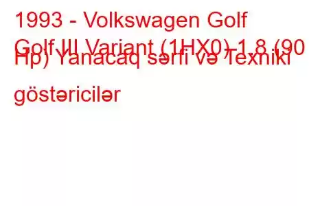 1993 - Volkswagen Golf
Golf III Variant (1HX0) 1.8 (90 Hp) Yanacaq sərfi və Texniki göstəricilər