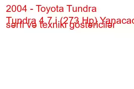 2004 - Toyota Tundra
Tundra 4.7 i (273 Hp) Yanacaq sərfi və texniki göstəricilər