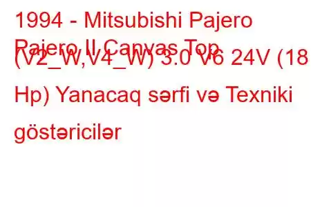 1994 - Mitsubishi Pajero
Pajero II Canvas Top (V2_W,V4_W) 3.0 V6 24V (181 Hp) Yanacaq sərfi və Texniki göstəricilər