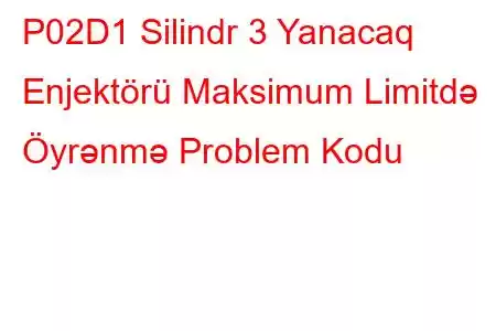 P02D1 Silindr 3 Yanacaq Enjektörü Maksimum Limitdə Öyrənmə Problem Kodu