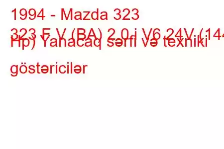 1994 - Mazda 323
323 F V (BA) 2.0 i V6 24V (144 Hp) Yanacaq sərfi və texniki göstəricilər