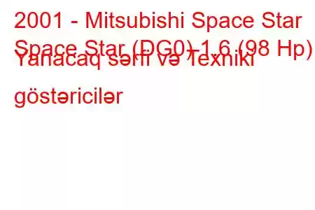 2001 - Mitsubishi Space Star
Space Star (DG0) 1.6 (98 Hp) Yanacaq sərfi və Texniki göstəricilər