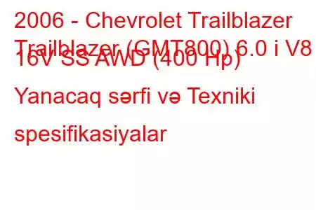 2006 - Chevrolet Trailblazer
Trailblazer (GMT800) 6.0 i V8 16V SS AWD (400 Hp) Yanacaq sərfi və Texniki spesifikasiyalar