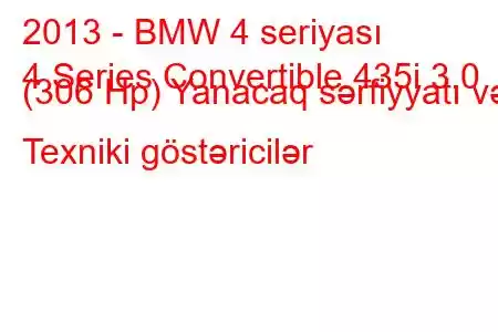 2013 - BMW 4 seriyası
4 Series Convertible 435i 3.0 (306 Hp) Yanacaq sərfiyyatı və Texniki göstəricilər