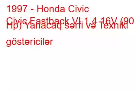 1997 - Honda Civic
Civic Fastback VI 1.4 16V (90 Hp) Yanacaq sərfi və Texniki göstəricilər