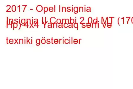 2017 - Opel Insignia
Insignia II Combi 2.0d MT (170 Hp) 4x4 Yanacaq sərfi və texniki göstəricilər