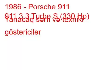 1986 - Porsche 911
911 3.3 Turbo S (330 Hp) Yanacaq sərfi və texniki göstəricilər