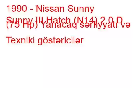 1990 - Nissan Sunny
Sunny III Hatch (N14) 2.0 D (75 Hp) Yanacaq sərfiyyatı və Texniki göstəricilər