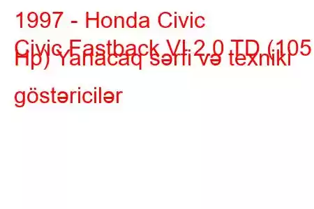 1997 - Honda Civic
Civic Fastback VI 2.0 TD (105 Hp) Yanacaq sərfi və texniki göstəricilər