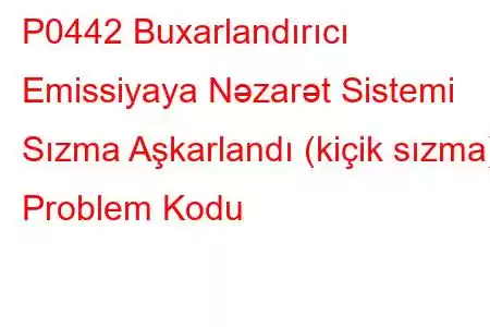 P0442 Buxarlandırıcı Emissiyaya Nəzarət Sistemi Sızma Aşkarlandı (kiçik sızma) Problem Kodu