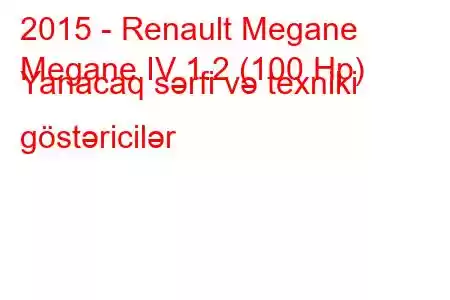 2015 - Renault Megane
Megane IV 1.2 (100 Hp) Yanacaq sərfi və texniki göstəricilər