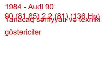 1984 - Audi 90
90 (81.85) 2.2 (81) (136 Hp) Yanacaq sərfiyyatı və texniki göstəricilər