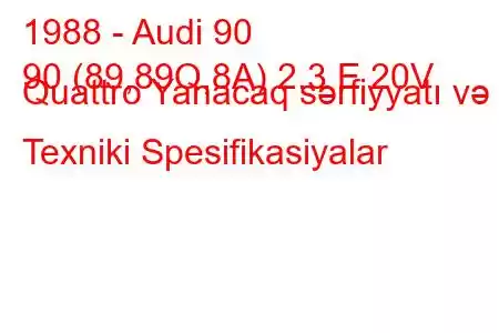 1988 - Audi 90
90 (89,89Q,8A) 2.3 E 20V Quattro Yanacaq sərfiyyatı və Texniki Spesifikasiyalar