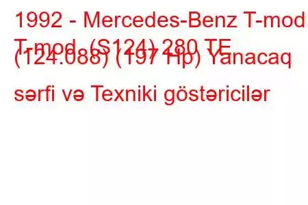 1992 - Mercedes-Benz T-mod.
T-mod. (S124) 280 TE (124.088) (197 Hp) Yanacaq sərfi və Texniki göstəricilər