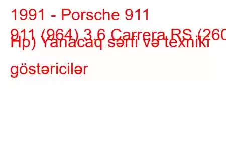 1991 - Porsche 911
911 (964) 3.6 Carrera RS (260 Hp) Yanacaq sərfi və texniki göstəricilər